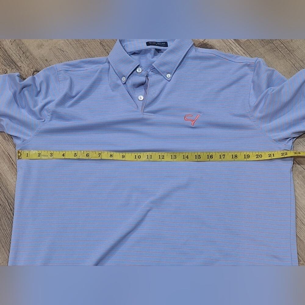 #1473 Peter Miller blue & pink silky polo golf shirt sz. L - Picture 8 of 9